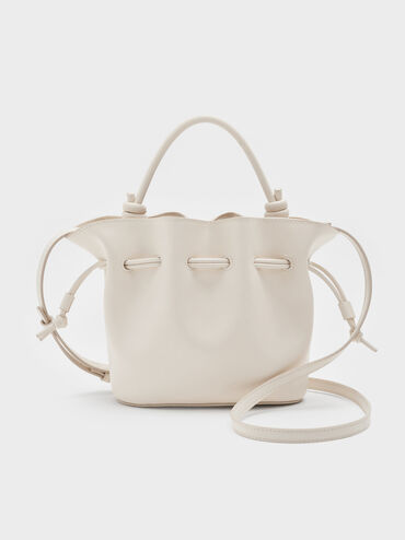 Sammie Drawstring Bucket Bag, Cream, hi-res