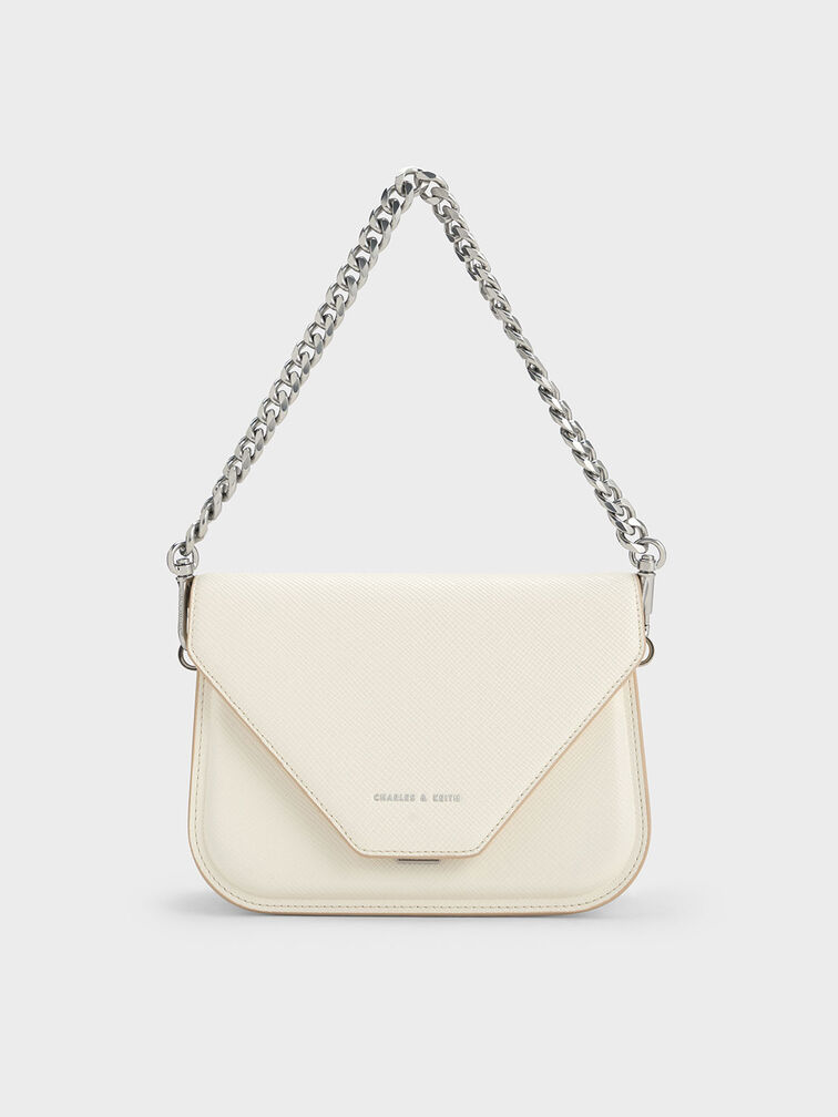 Cream Kay Front Flap Crossbody Bag - CHARLES u0026 KEITH US