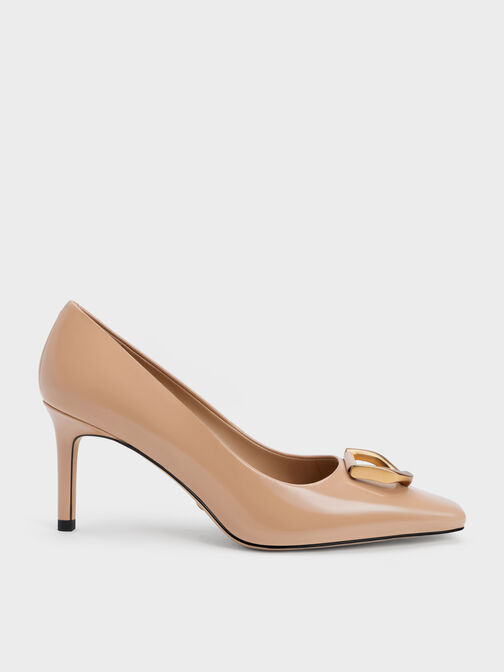 Gabine Patent Leather Tapered Pumps, Nude, hi-res