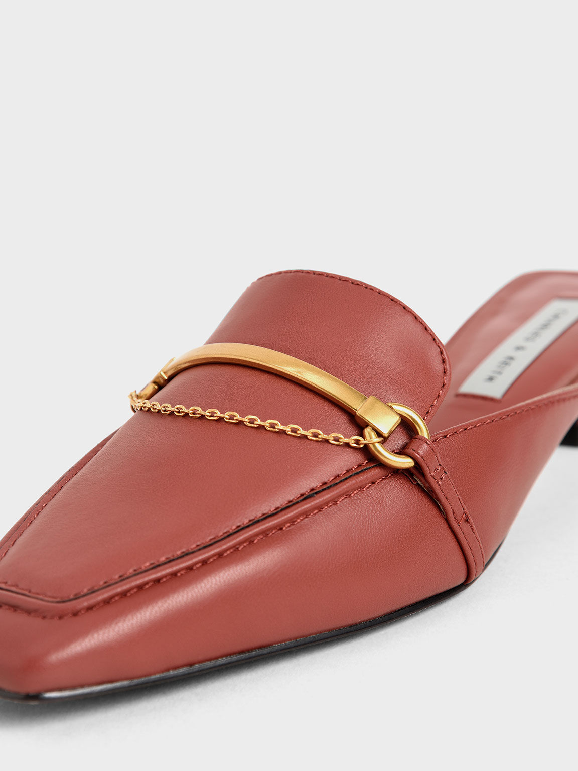 金屬綴飾穆勒鞋, 紅色, hi-res