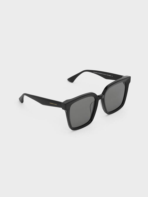 Recycled Acetate Classic Square Sunglasses, Black, hi-res