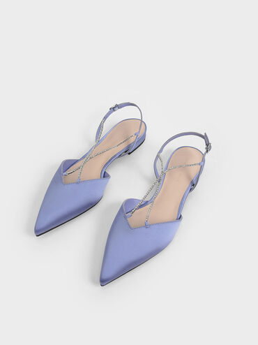 Adel Recycled Polyester Gem-Embellished Slingback Ballerinas, Blue, hi-res