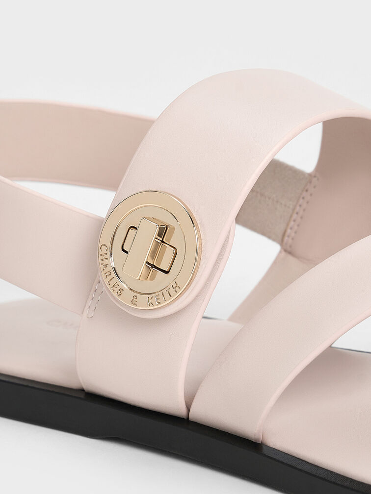 Yara Turn Lock Strappy Sandals, Cream, hi-res