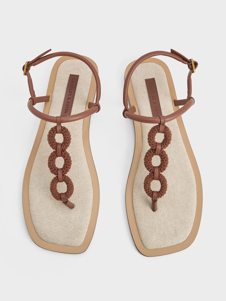 Raffia Ring Thong Sandals, Multi, hi-res