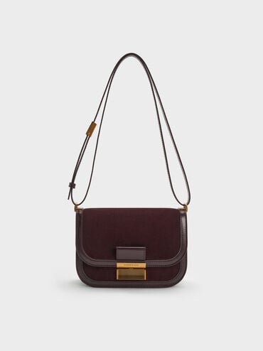 Charlot Recycled Suede Bag, Espresso Brown, hi-res