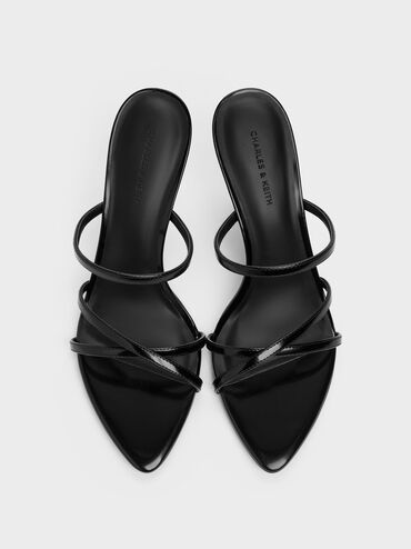 Taylen Strappy Heeled Mules, Black Box, hi-res