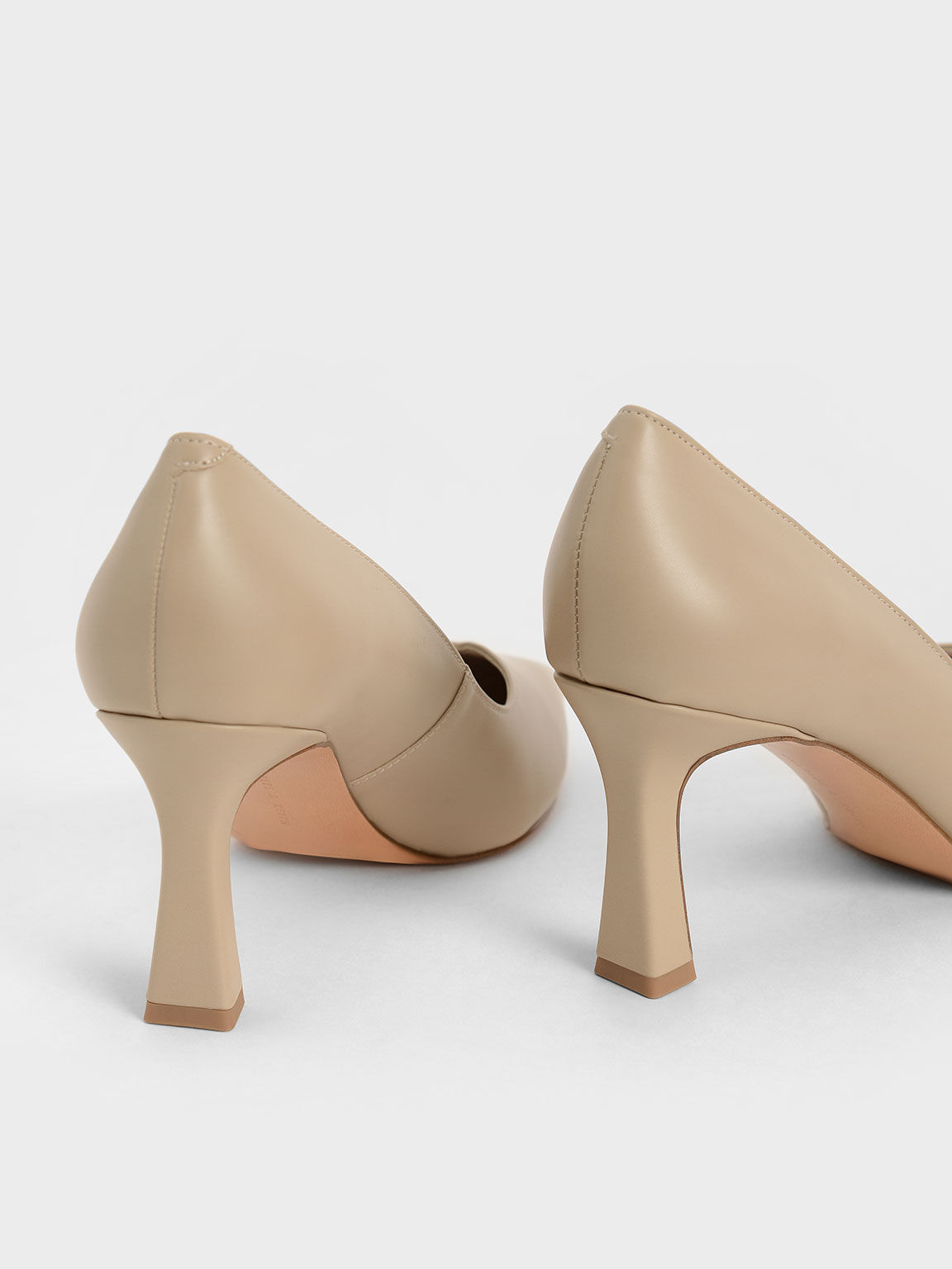 Sweetheart-Cut Pumps, Beige, hi-res