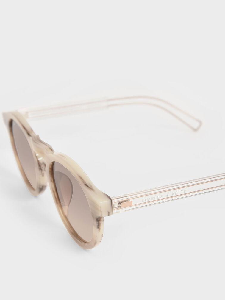 Round Acetate Sunglasses, Cream, hi-res