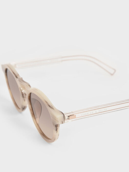 Round Acetate Sunglasses, Cream, hi-res