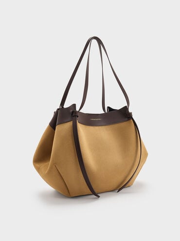 Large Calla Suede Tote Bag, Sahara Sand, hi-res
