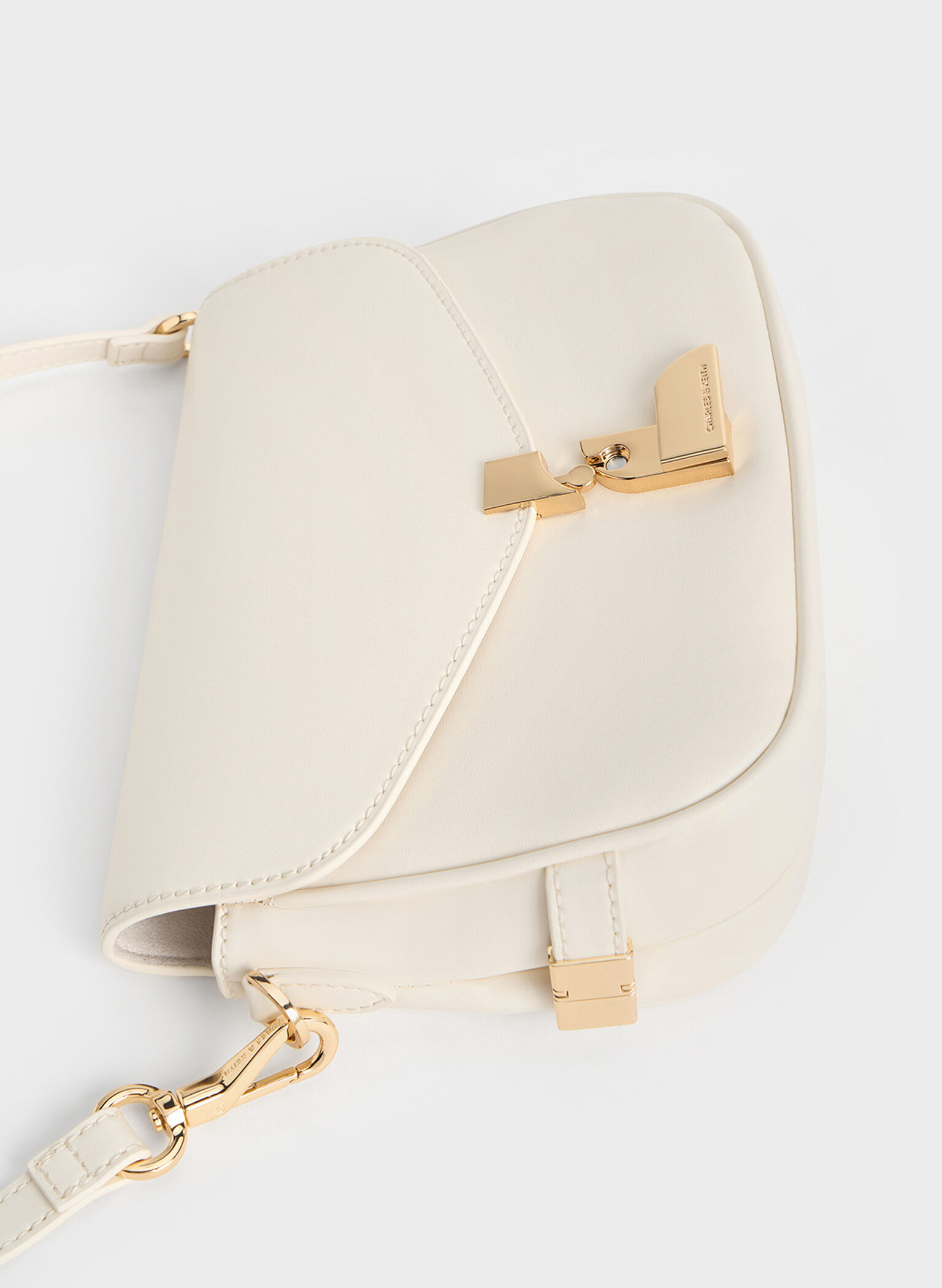 Aurelia Metallic-Accent Saddle Bag, Cream, hi-res