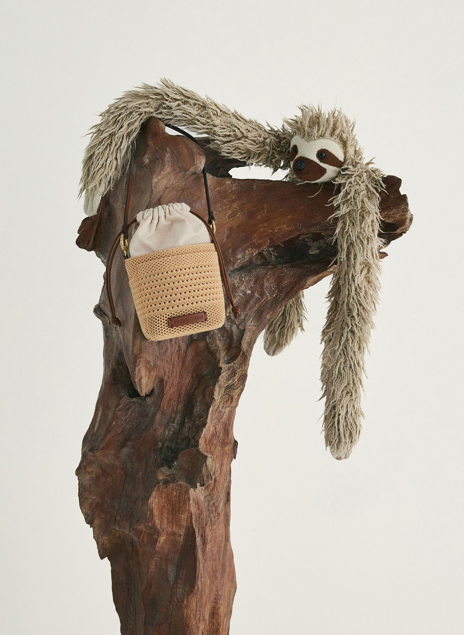 Girls' Ida Knitted Bucket Bag, Beige, hi-res