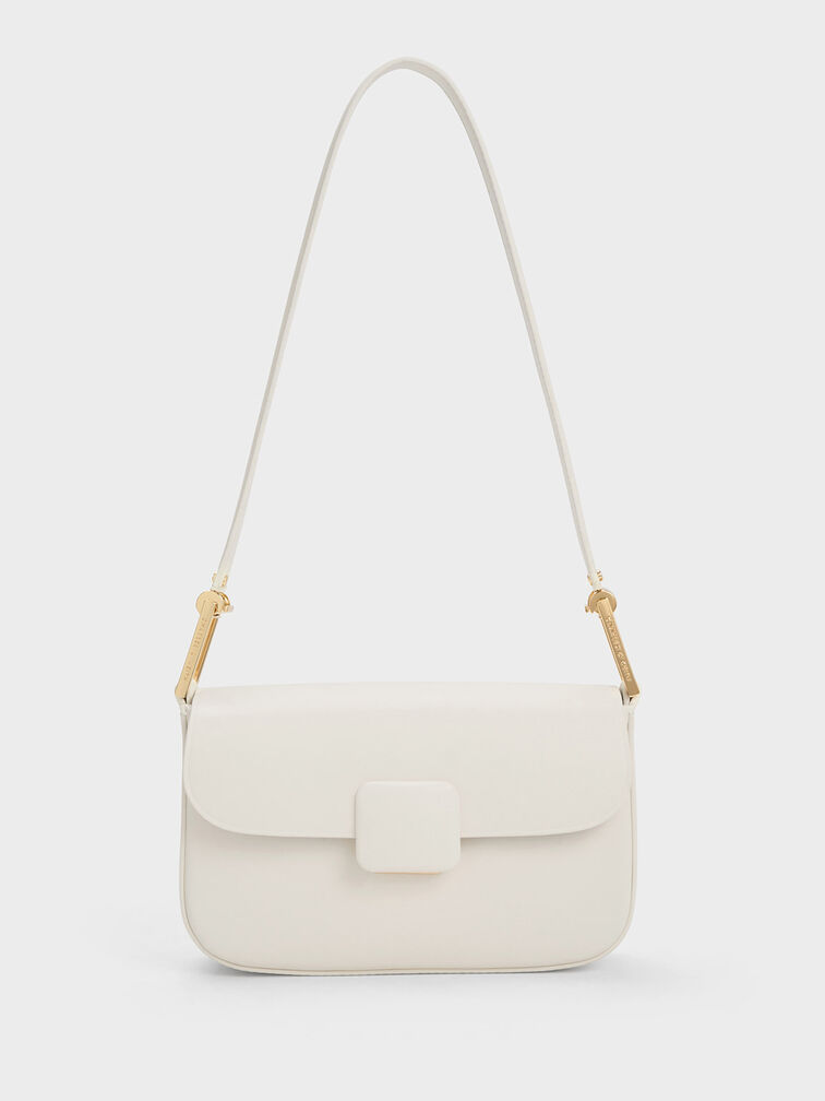 Koa Square Push-Lock Shoulder Bag, Cream, hi-res