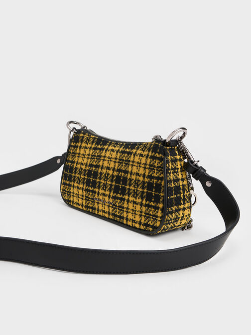 Woven Check-Print Shoulder Bag, Multi, hi-res