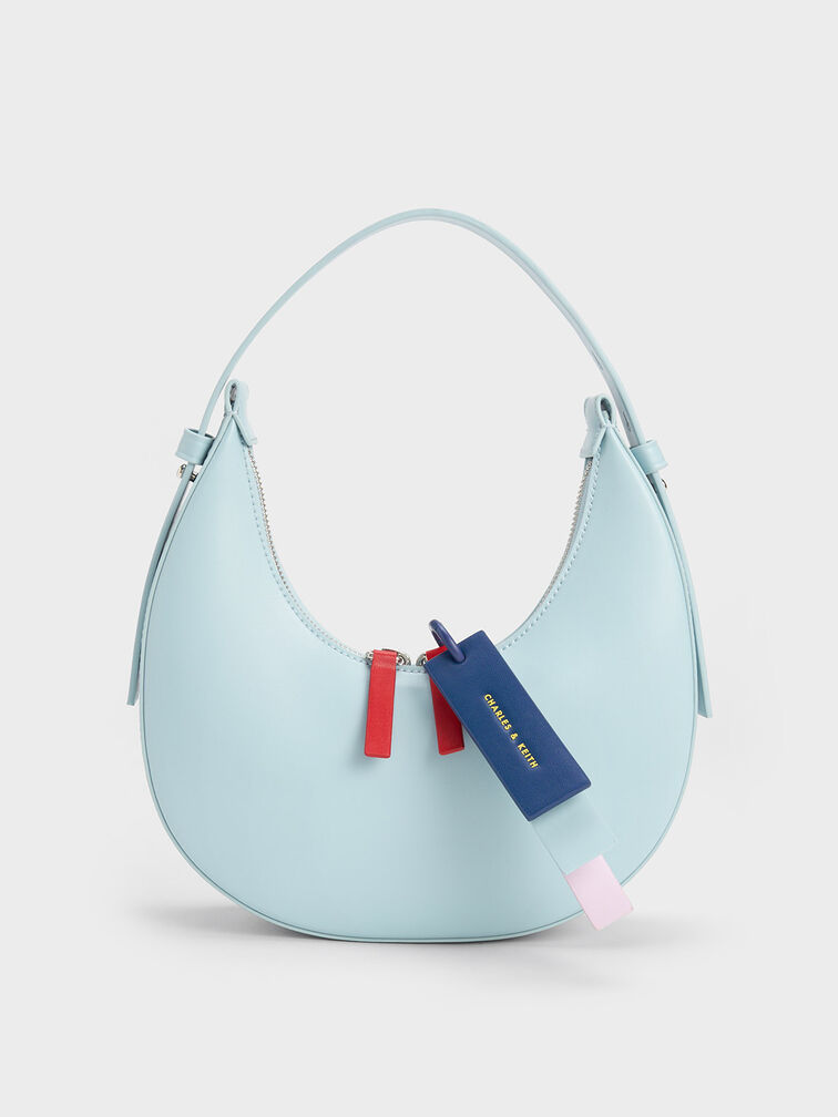 Charles & Keith - Women's Cockade Crescent Hobo Bag, Blue, M