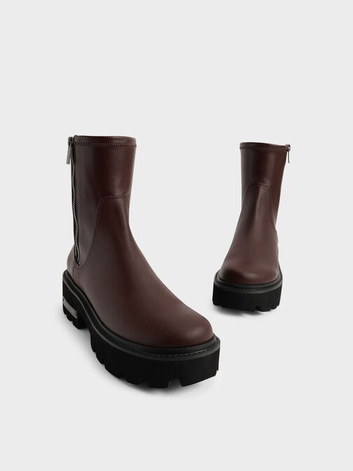 Side-Zip Ankle Boots, Dark Brown, hi-res