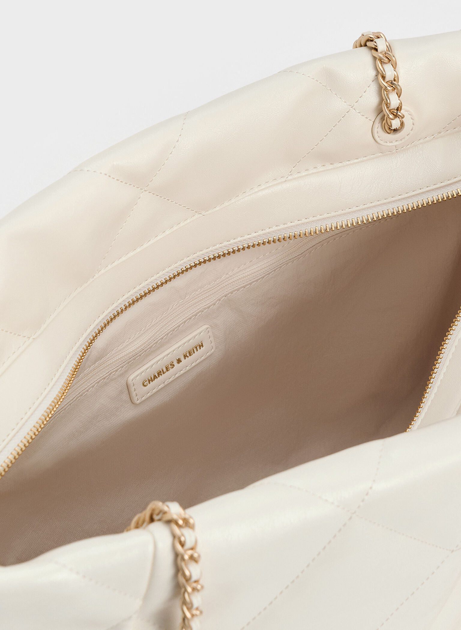 Apfra Quilted Chain-Handle Tote Bag, Cream, hi-res
