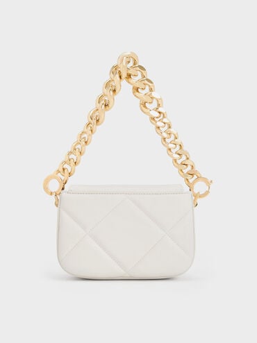 Mini Danika Chunky Chain Padded Bag, White, hi-res