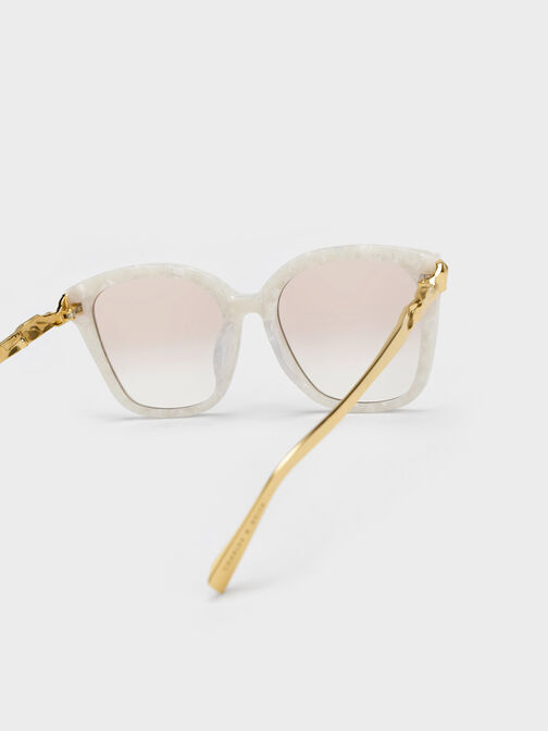 Oversized Square Acetate Sunglasses, Cream, hi-res