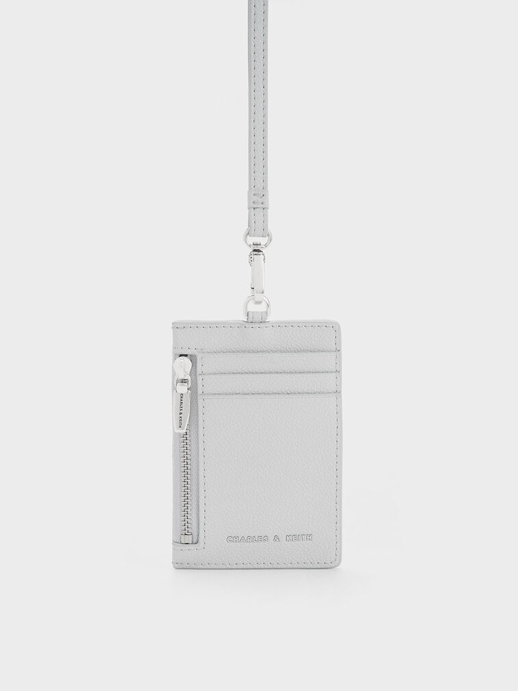 Side Zip Card Holder, Light Grey, hi-res
