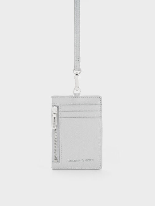 Side Zip Card Holder, Light Grey, hi-res
