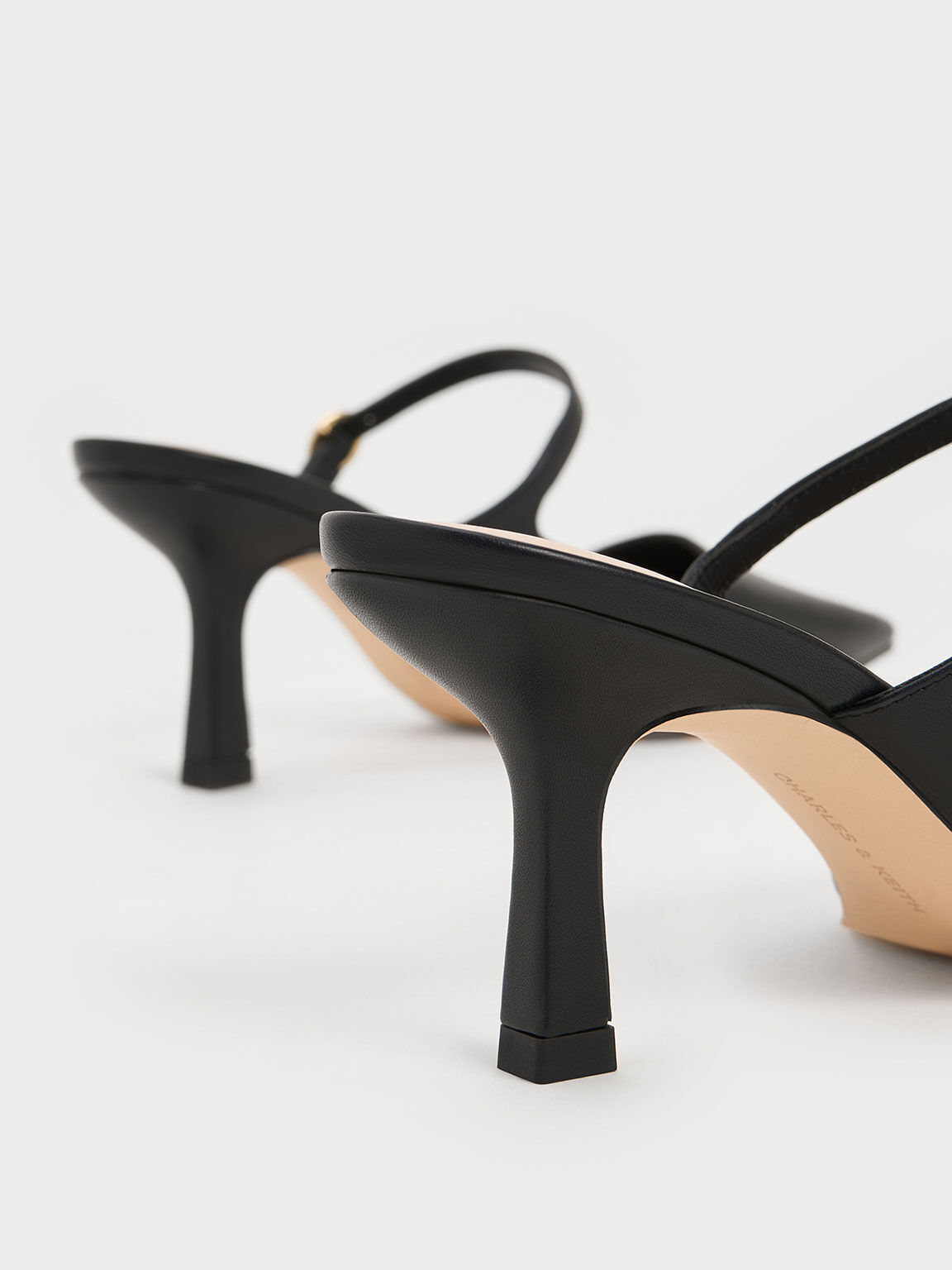 Black strappy mule heel clearance