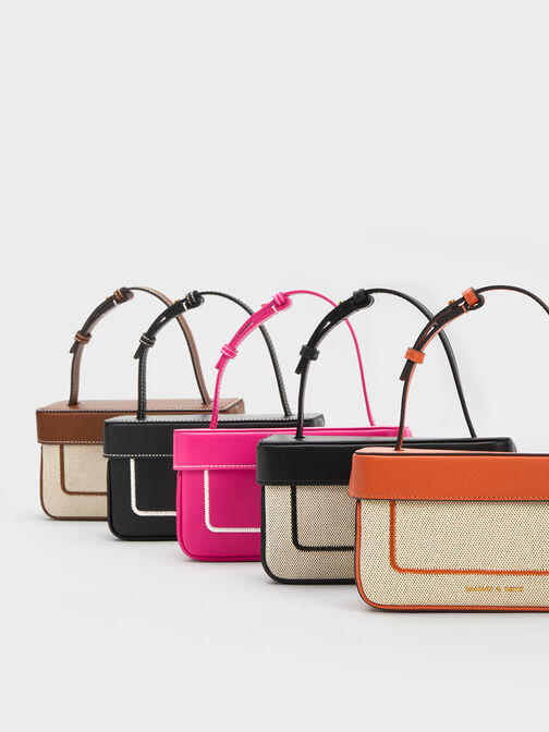 Astra Contrast Trim Boxy Bag, Fuchsia, hi-res