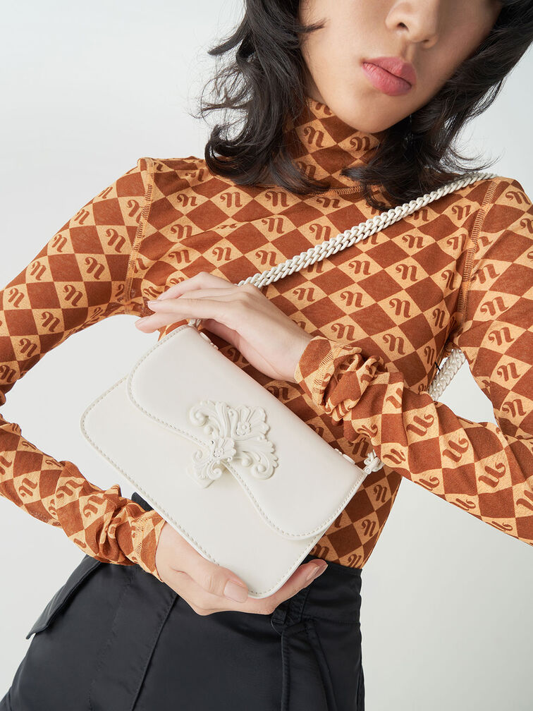 Meriah Chain Strap Crossbody Bag, Cream, hi-res