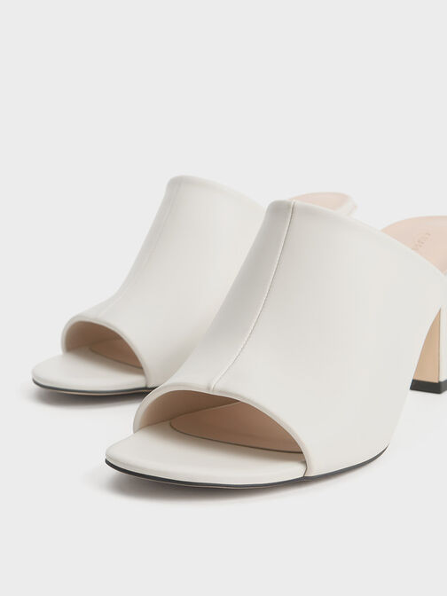 Round-Toe Heeled Mules, Chalk, hi-res