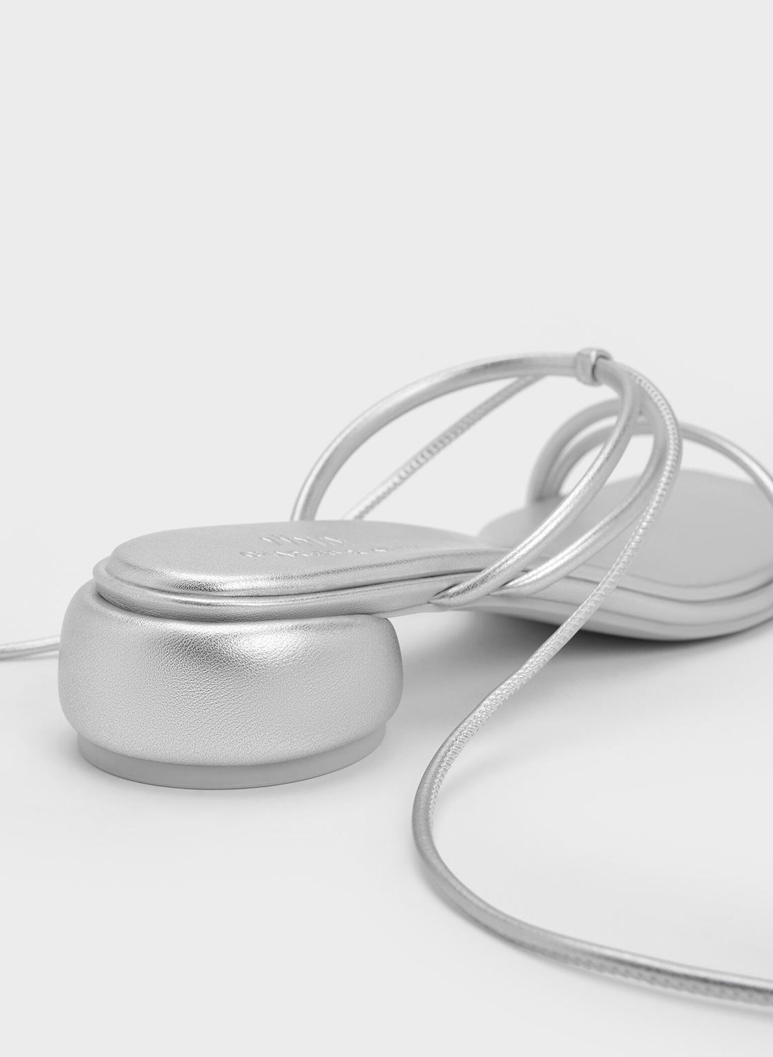Strappy Tie-Around Sandals, Silver, hi-res