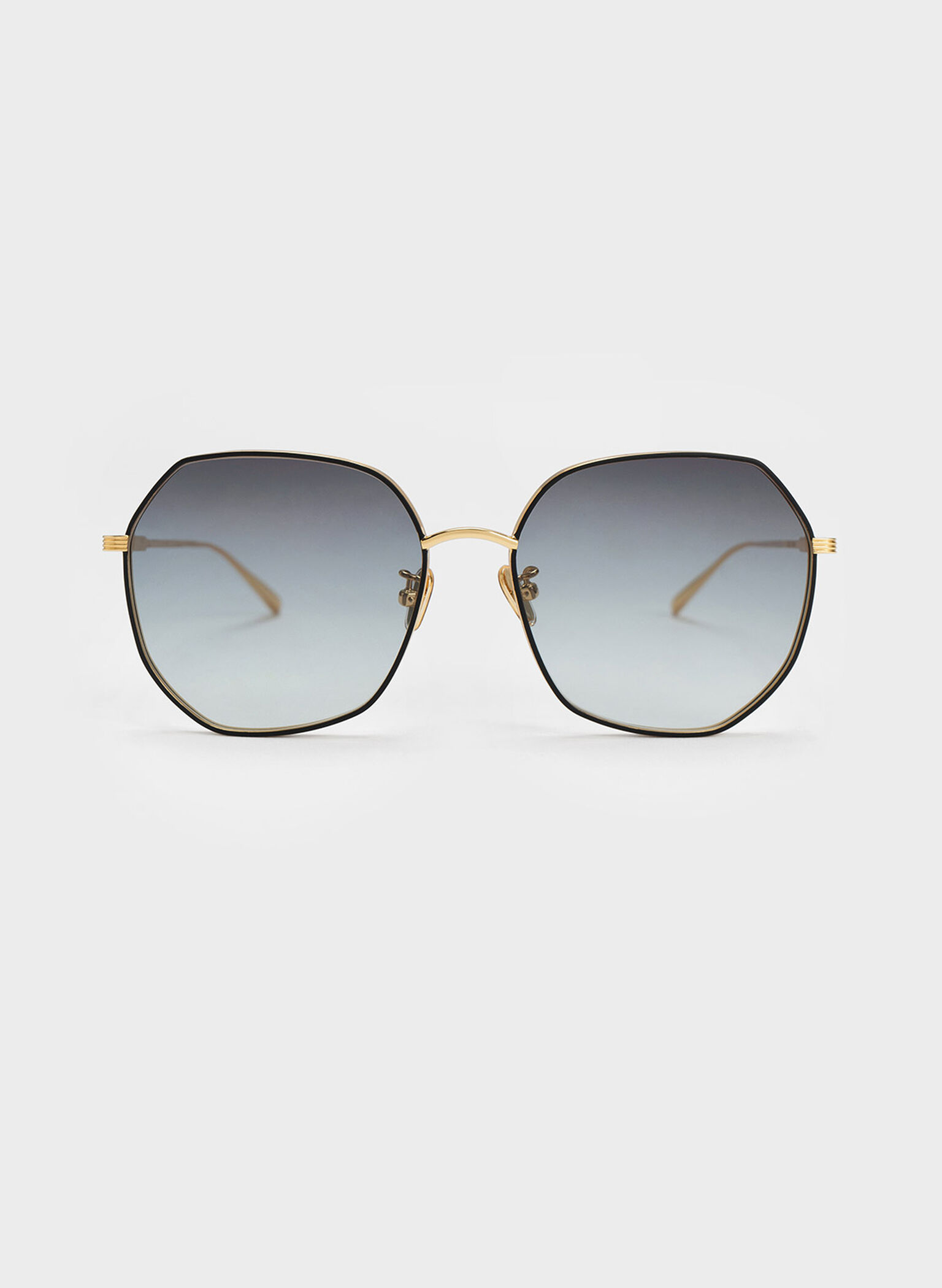 Tinted Geometric Sunglasses, Black, hi-res