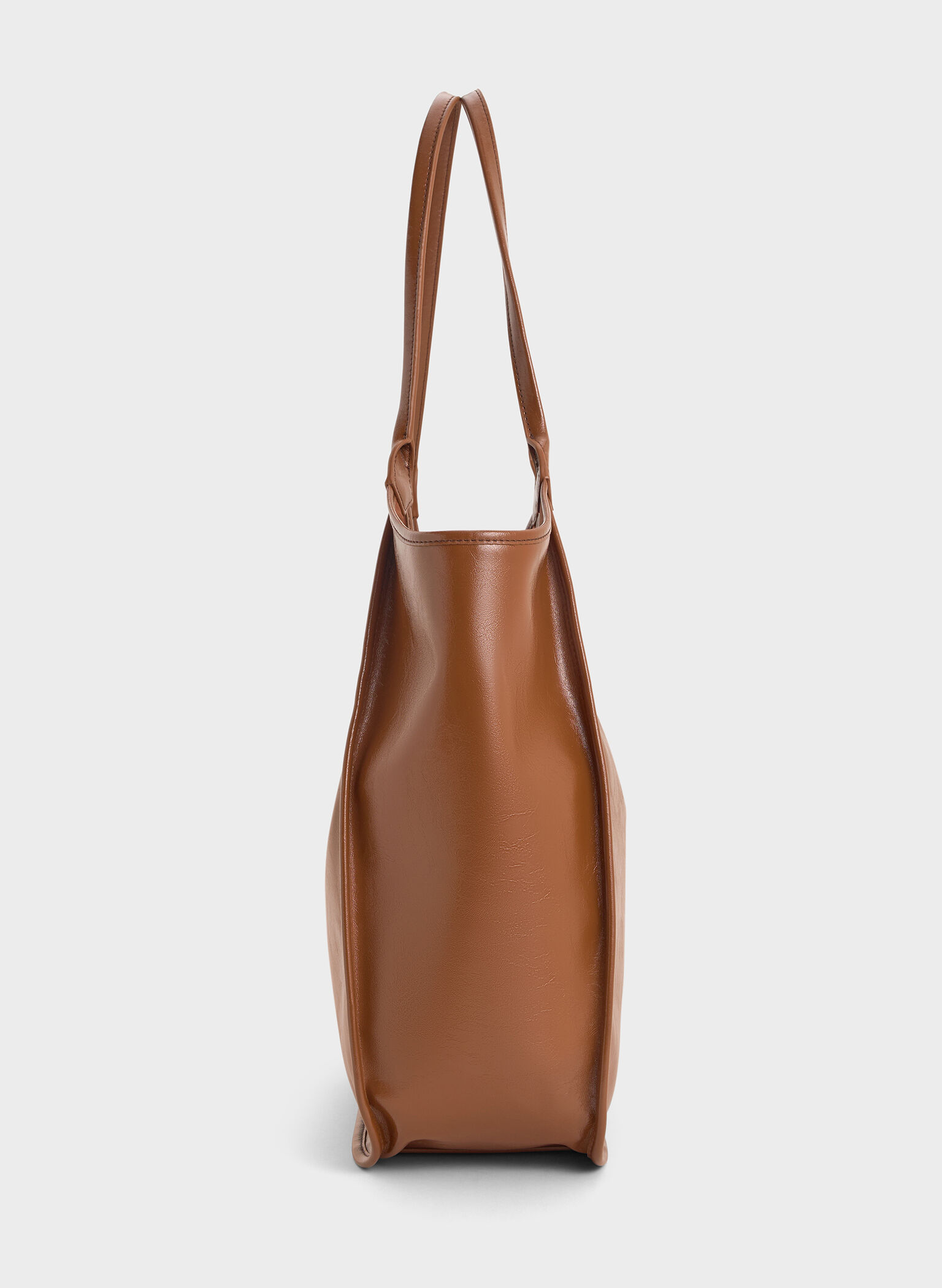 Sianna Crinkle-Effect Slouchy Tote Bag, Chocolate, hi-res