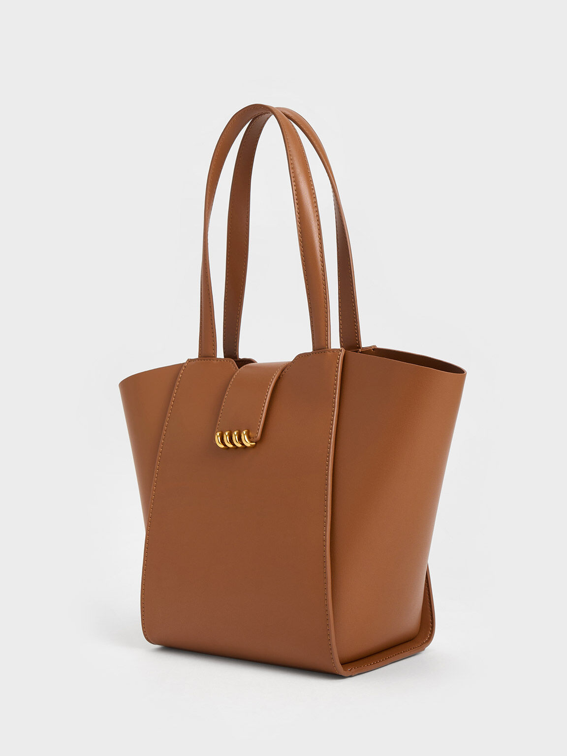 Osiris Metallic Accent Trapeze Tote, Chocolate, hi-res