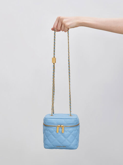 Nezu Quilted Boxy Bag, Light Blue, hi-res