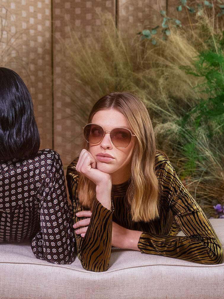 Braided Butterfly Sunglasses, Oro rosa, hi-res