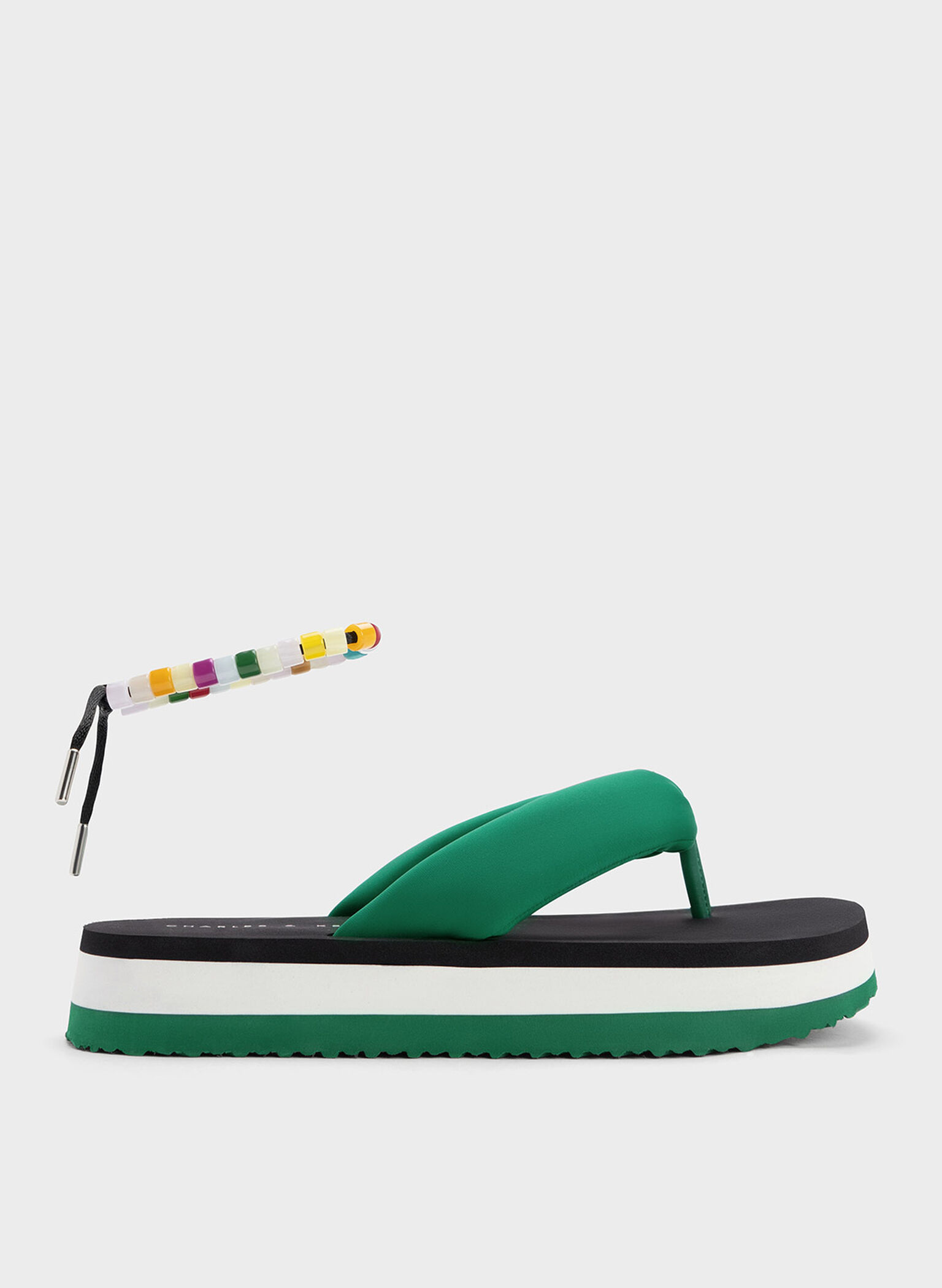 Tana Puffy Thong Sandals, Green, hi-res