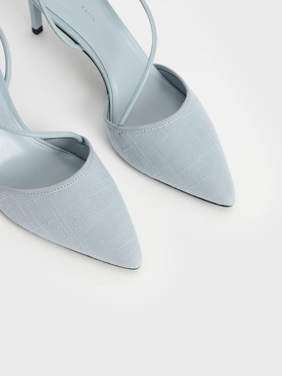 Zapatos de Tacón Asimétricos de Lino, Light Blue, hi-res
