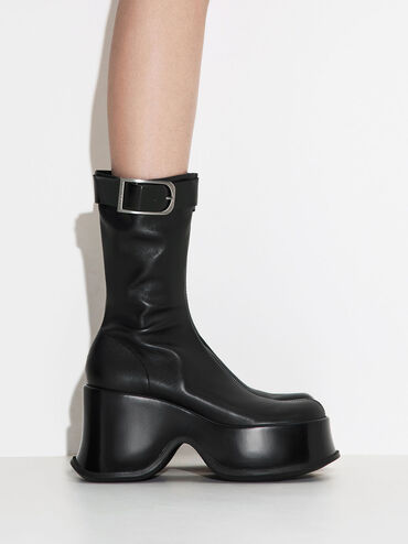 Carlisle Platform Boots, Black, hi-res