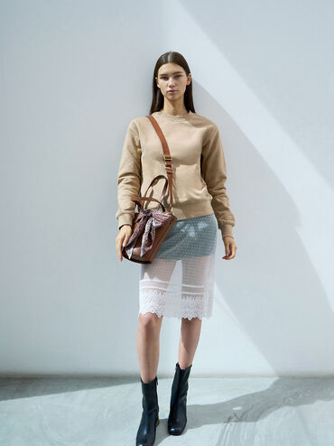 Sianna Scarf-Print Tote Bag, Chocolate, hi-res