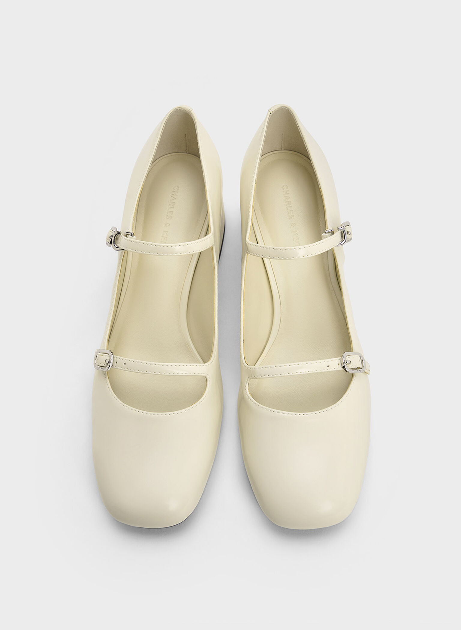 Mary Janes con tacón de bloque y doble tira, Blanco tiza, hi-res
