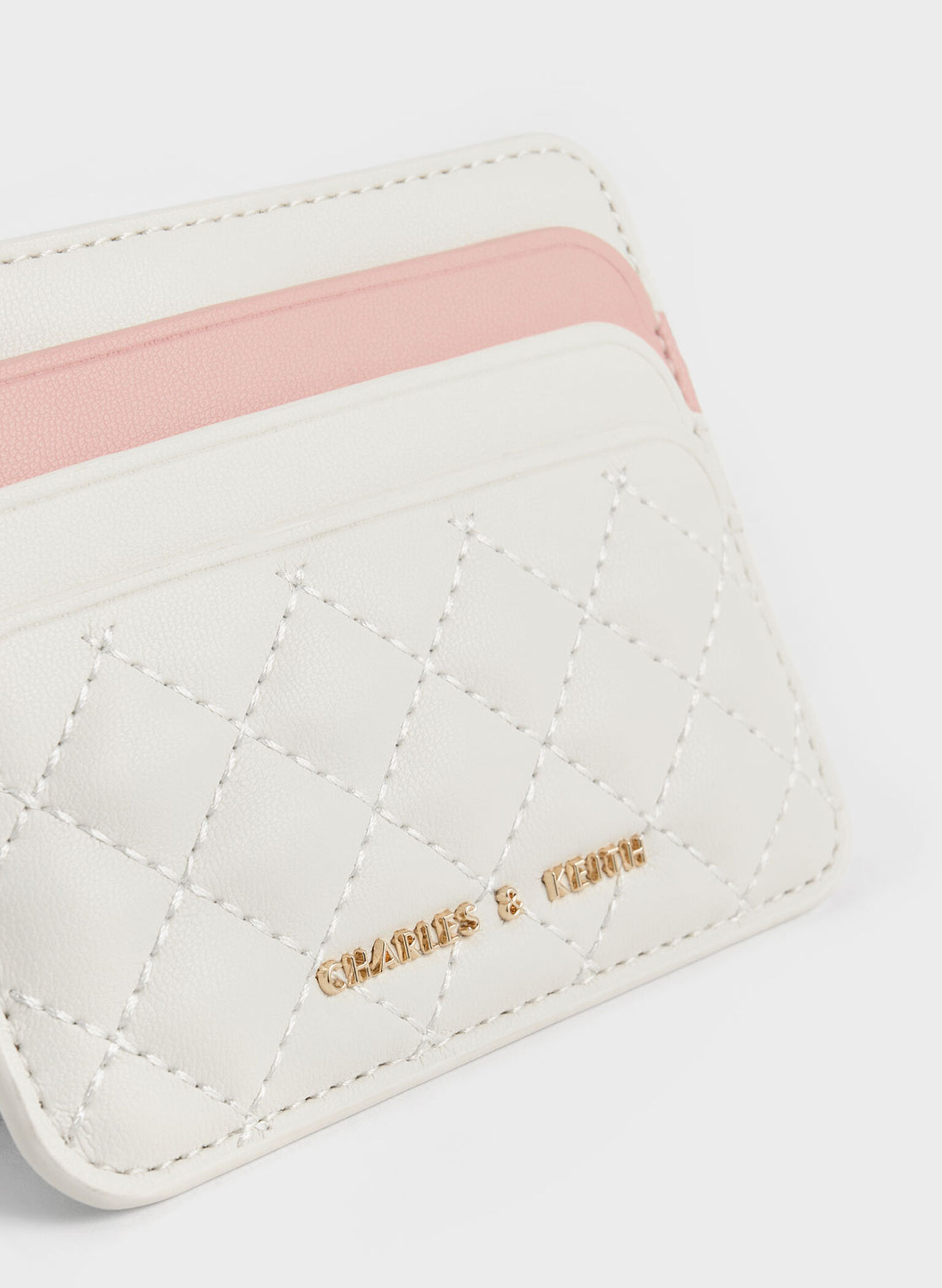 Cleo Two-Tone Quilted Card Holder, Cream, hi-res