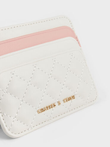 Quilted Multi-Slot Card Holder, Cream, hi-res