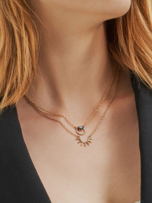 Swarovski® Crystal Pendant Princess Necklace, Gold, hi-res