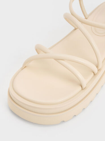 Tubular Strap Sandals, Beige, hi-res