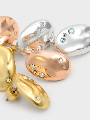 Pendientes esculturales Ottilie, Dorado pulido, hi-res