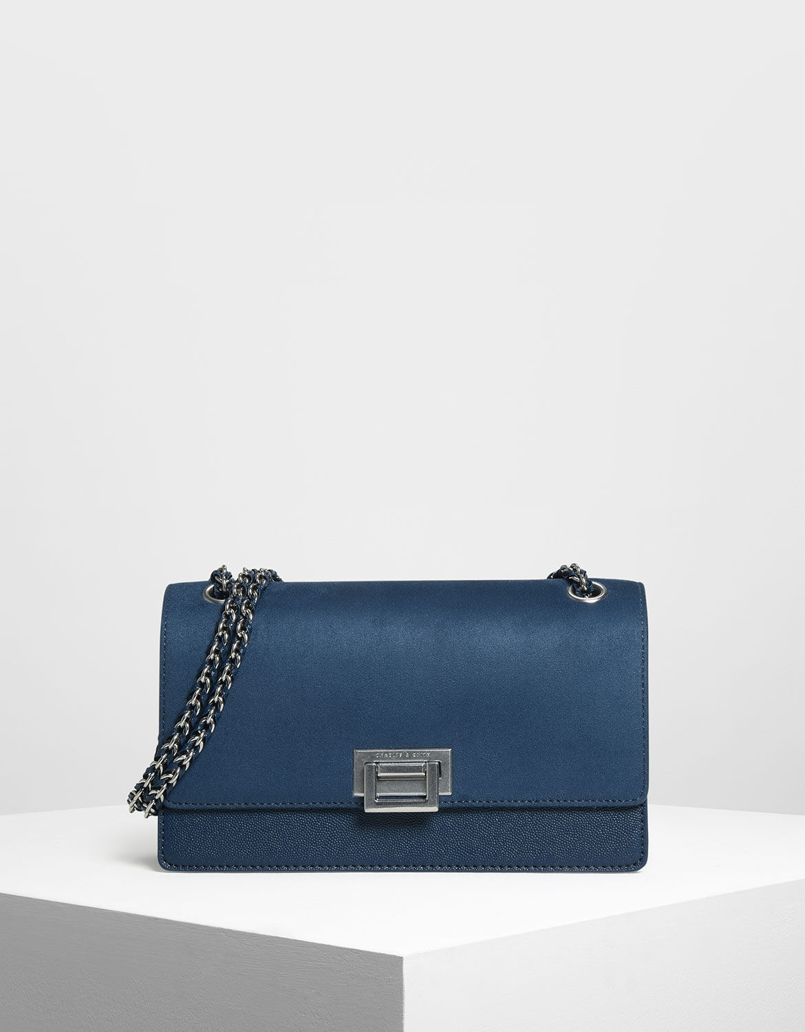 charles and keith textured chain handle bag