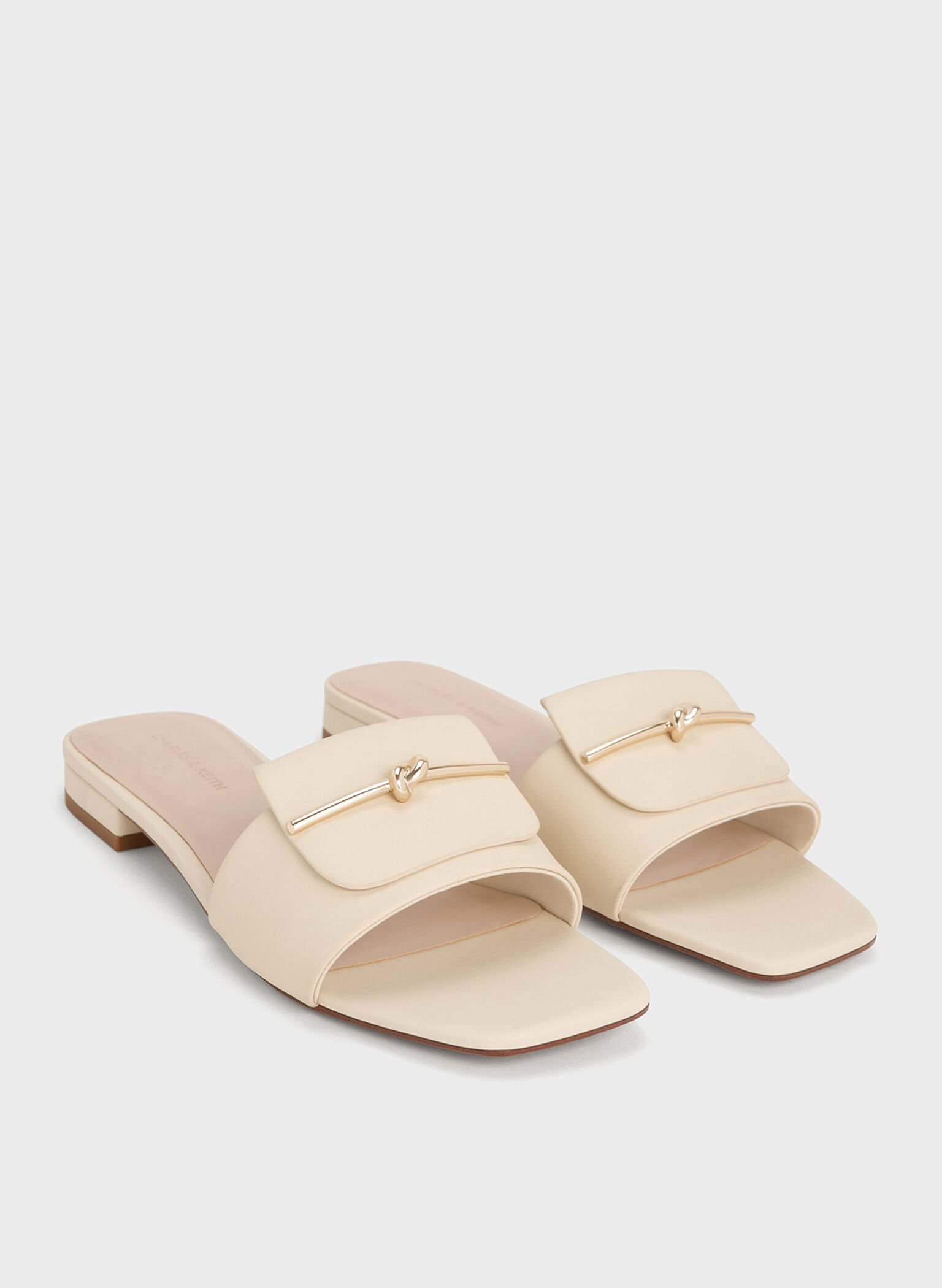 Knotted Accent Slide Sandals, Chalk, hi-res