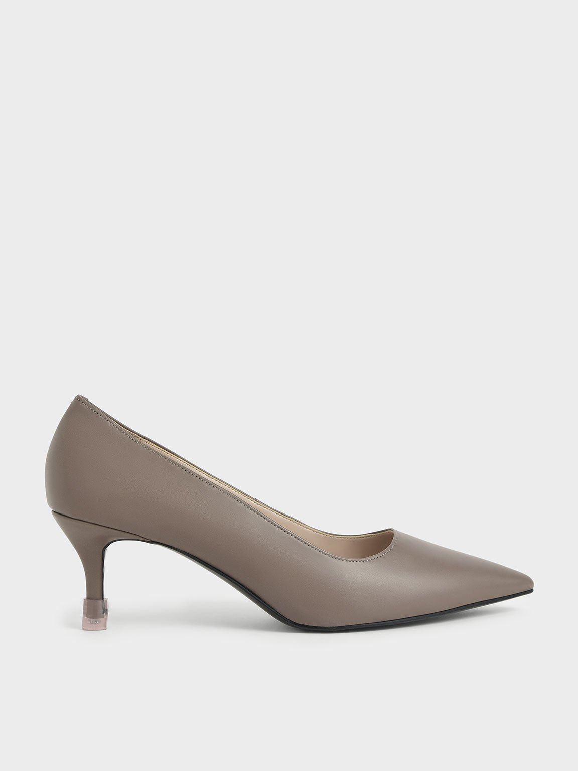 Mid Heel Pointed Toe Pumps, Taupe, hi-res