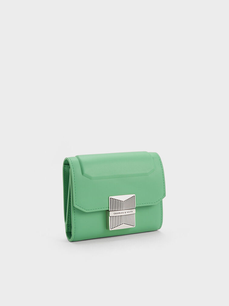 Kalinda 磁釦三摺短夾, 綠色, hi-res
