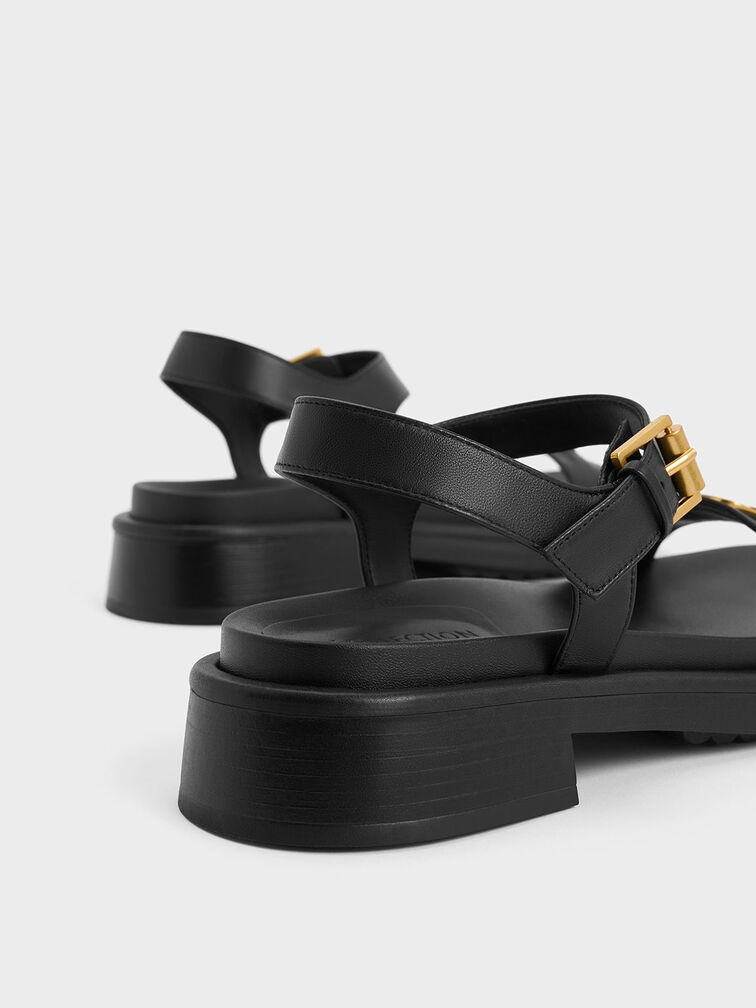 Black Gabine Leather Sandals - CHARLES & KEITH PH